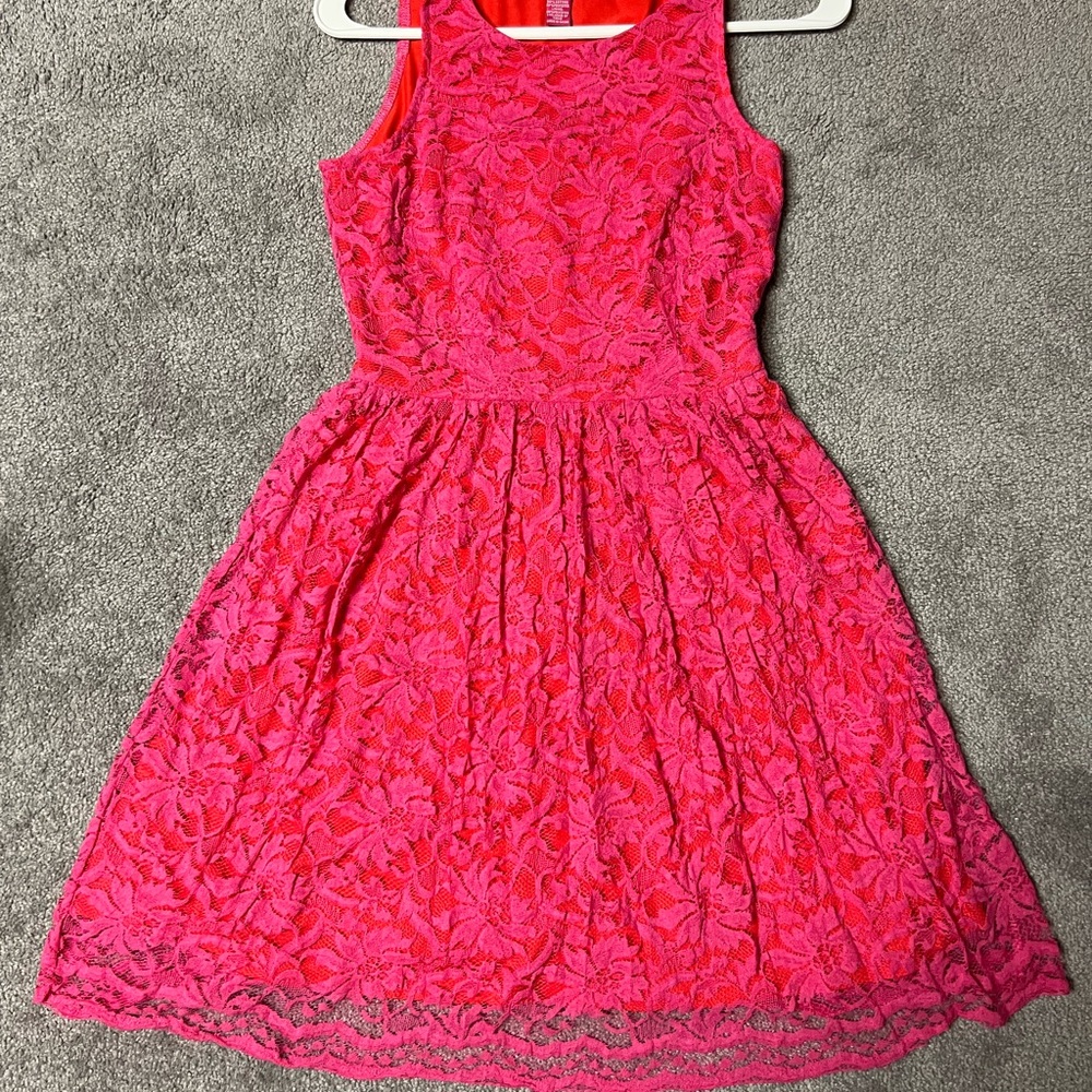 Vibrant Pink Lace Dress